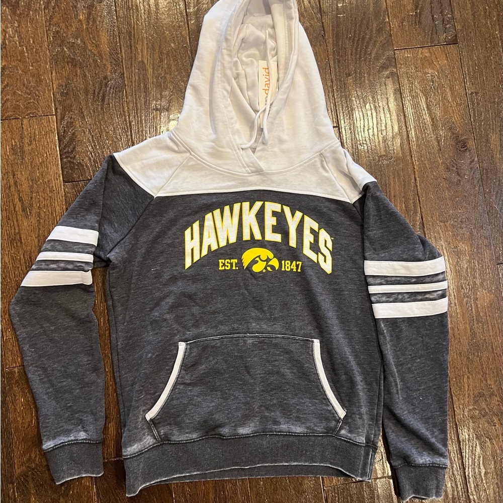 Hawkeyes Gray and White Hoodie